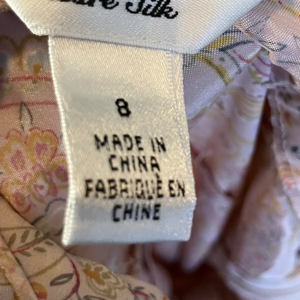 Talbots‎ Dress Womens Sz 8 Silk Floral Print Midi Shift Lined Side Zipper Beachy - Picture 6 of 9